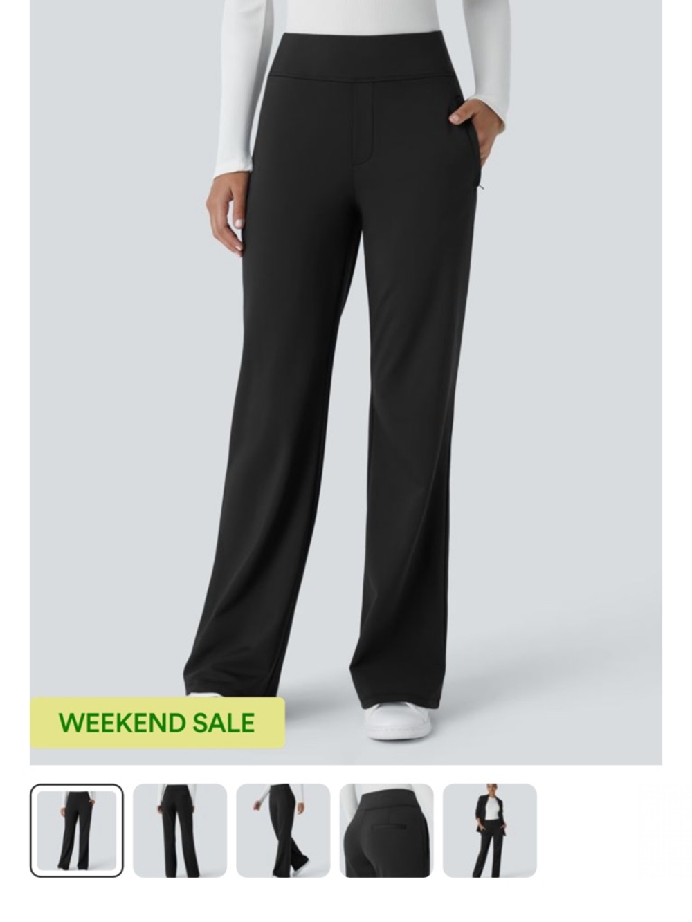 Halara Flex Day Stretch Mid Rise Side Zipper Pocket Work Flare Pants Large Tall